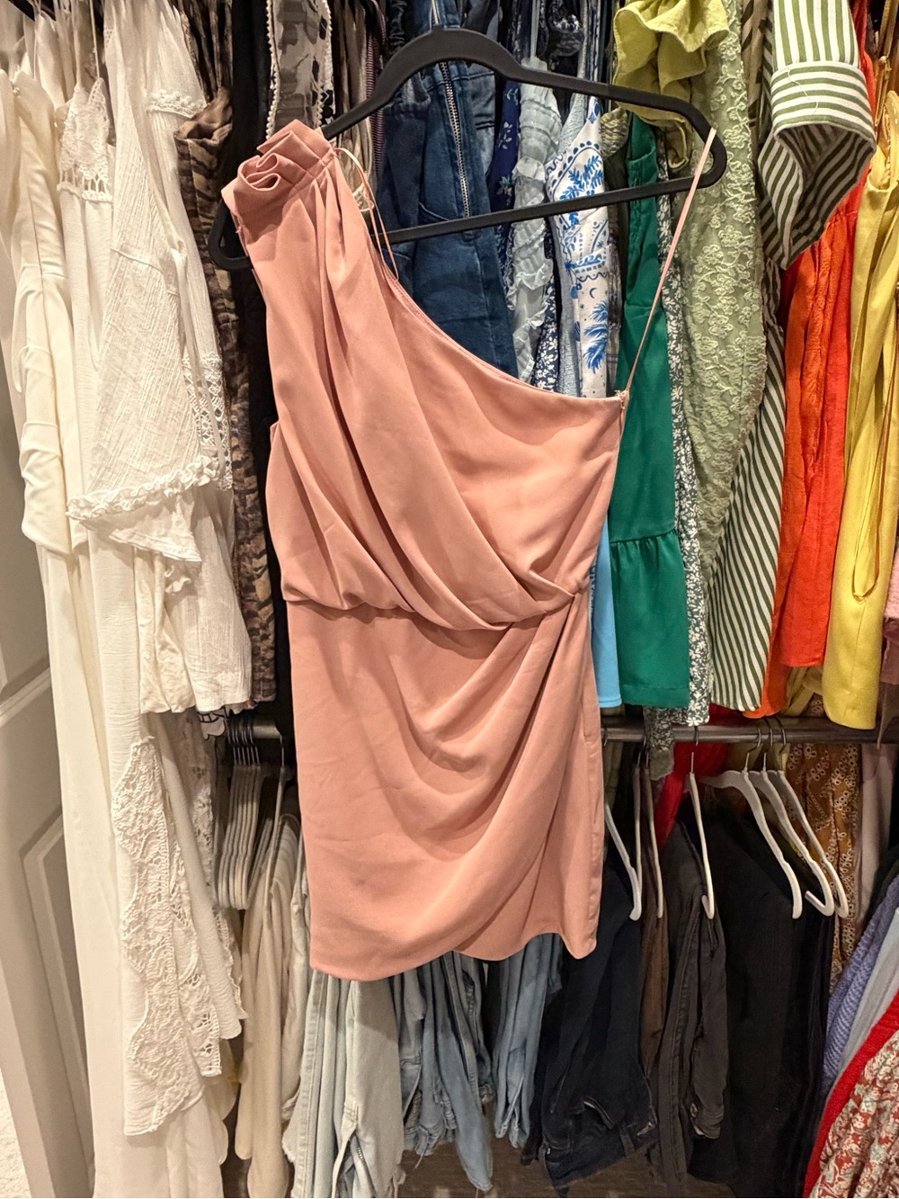DO+BE Blush Pink & Steel Blue One-Shoulder and Cowl Neck Mini Dresses